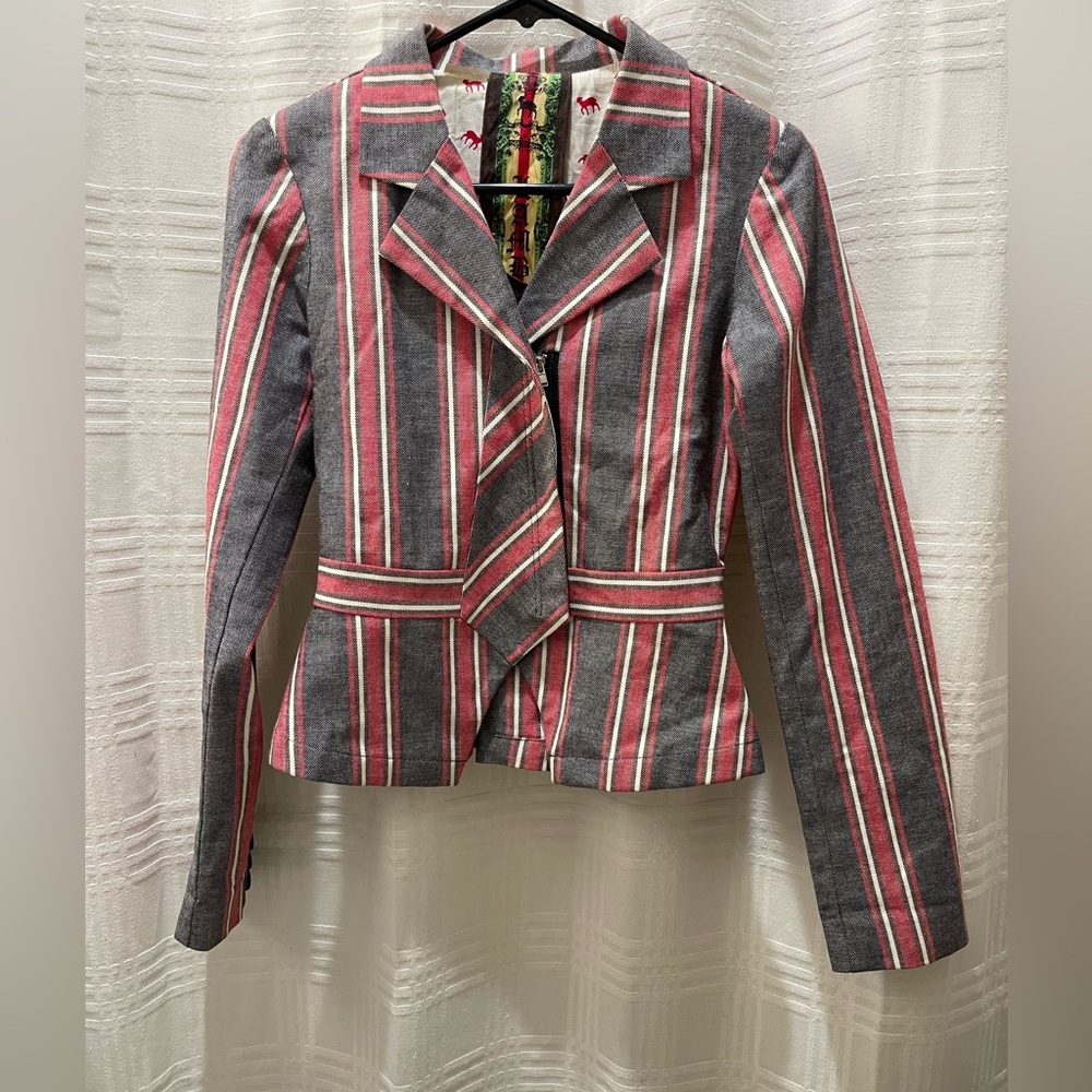 L.A.M.B. blazer gray and red stripe size 2
